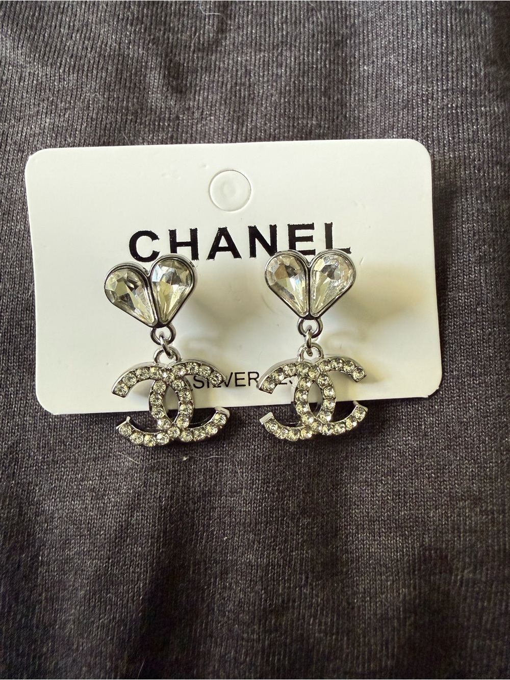 Crystal Letter C Stud Earrings - Clear/Silver